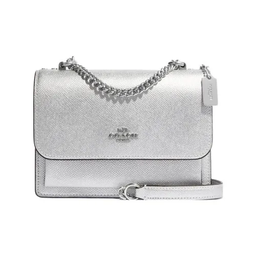 COACH Klare Кожа Сумка через плечо Маленькая Женская Металлическая Серебряная