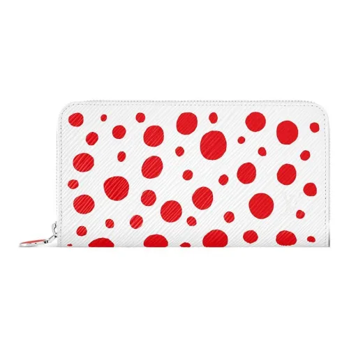 LOUIS VUITTON Yayoi Kusama Коллаборация Zippy Коровья кожа Кошелек Женский Белый Красный