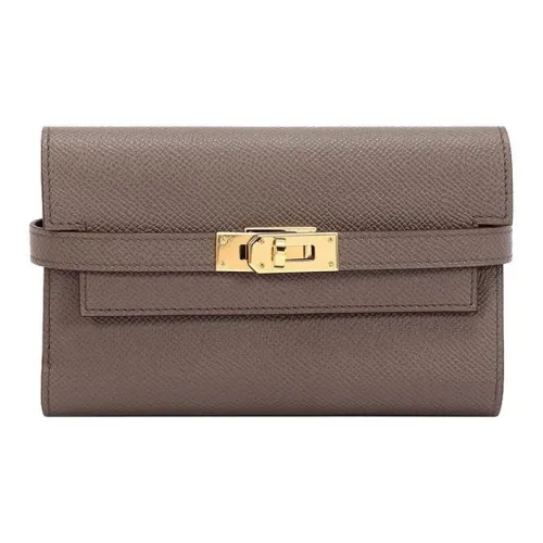 HERMES Kelly Wallet Epsom Телячья кожа Кошелек Женские 8F Gris Etain Оловянно-серый
