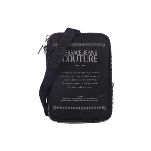 VERSACE JEANS COUTURE Нейлоновая сумка через плечо маленькая мужская черная и серая