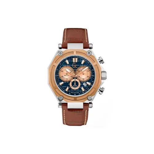 GUESS Мужские часы Кварцевый механизм Натуральная кожа Ремешок 44 мм Синий циферблат Мужские часы X10005G7S