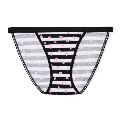Victoria's Secret Эластичный хлопок STRING Бикини Panty B W D H S Нижнее белье Женские 1 шт Черный белый Граффити