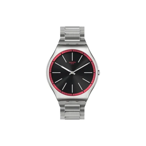 Swatch Quartz Механизм Унисекс Часы 42 мм Черный Циферблат Корпус из Нержавеющей Стали Ремешок из Нержавеющей Стали SS07S129G