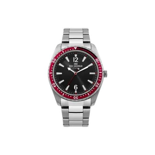 BEN SHERMAN Мужские часы Кварцевый механизм Ремешок из нержавеющей стали 45 мм Черный циферблат Часы WB037ESM