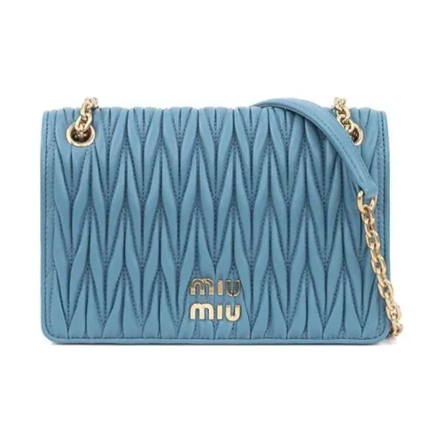 MIU MIU Matelassé Мягкий Овца Кожа Сумка через плечо Сумка на плечо Женская Синяя