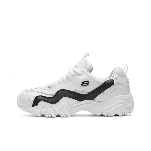 Skechers D'LITES 2,0 Low Топ Толстая подошва Кроссовки Женские Черный Белый