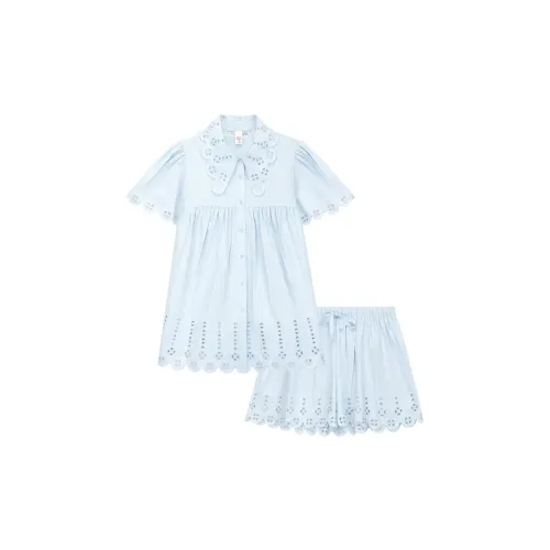 Victoria's Secret SUSAN FANG Co Branded Модель Одежда Наборы Pure Love Синий Женские Пижамные Комплекты