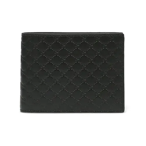 GUCCI Коровья кожа Укороченный Двойной складной кошелек Мужской Черный
