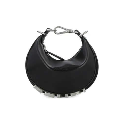 FENDI Fendigraphy Sheepskin Полумесяц Сумка Сумка на запястье Экстра мини Женская Черная
