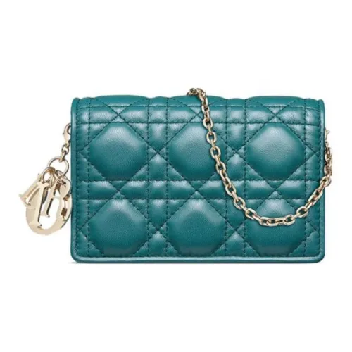 DIOR Lady Dior Sheepskin Clutch Crossbody Bag Small Women's Blue DIOR Lady Dior Клатч через плечо Маленький Женский Синий