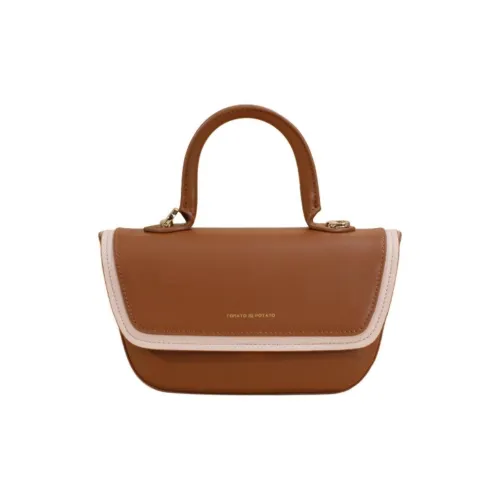 TOMATO POTATO Коровья кожа Портативная Сумка через плечо Одно плечо Стандартная Женская Коричневый Абрикос