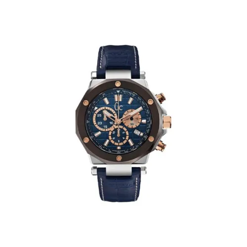 GUESS Наручные часы Кварцевый механизм Кожаный ремешок 43 мм Синий циферблат Мужские часы