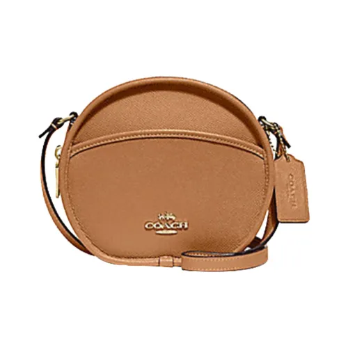 COACH Canteen Кожа Маленькая Круглая Сумка Круглая Сумка Чехол для телефона Сумка через плечо Маленькая Женская Коричневая