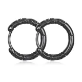 Золотые серьги-кольца с барной стойкой - черные