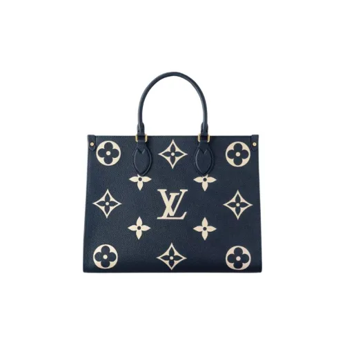 LOUIS VUITTON ONTHEGO Коровья кожа джунгли с принтом сумка среднего размера женская морской синий