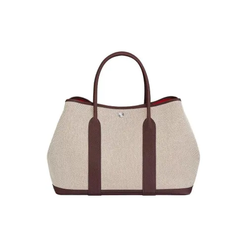 HERMES Garden Party Холст и Кожа Одно Плечо Сумка Стандартная Женская Малиновый Седловый Красный