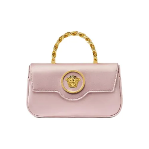 VERSACE La Medusa Сатиновая Сумка через плечо Сумка Мини Женская Светло-розовая Красная