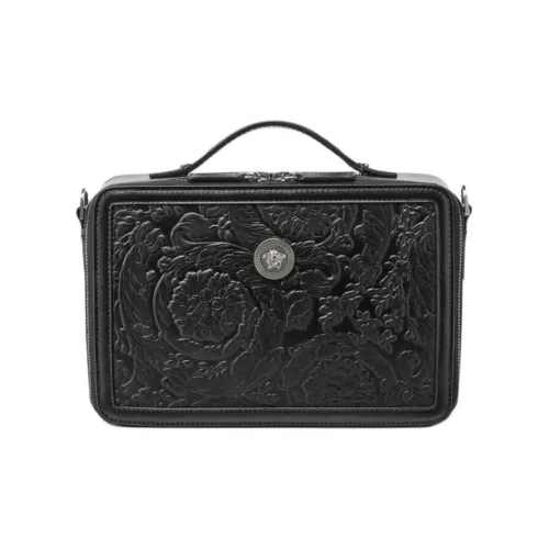 VERSACE MEDUSA BIGGIE Collection Barocco Сумка через плечо из коровьей кожи мужская черная