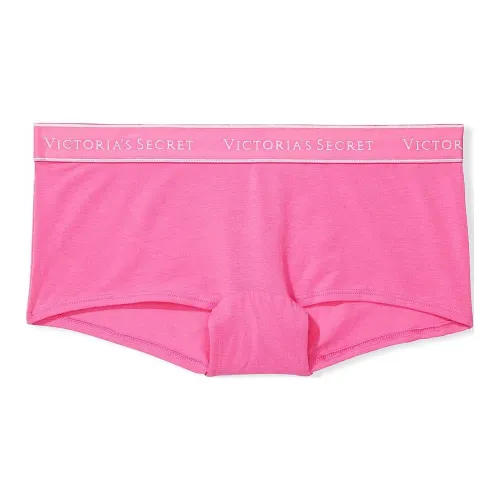Victoria's Secret Логотип Хлопок Boyshort Panty Hollywood Розовый Трусы Женские 1 Пачка Розово-красный