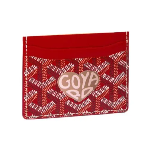 GOYARD Saint Sulpice Холст Телячья кожа Держатель для карт Держатель для карт Унисекс Красный Серый Розовый Маленькое сердце