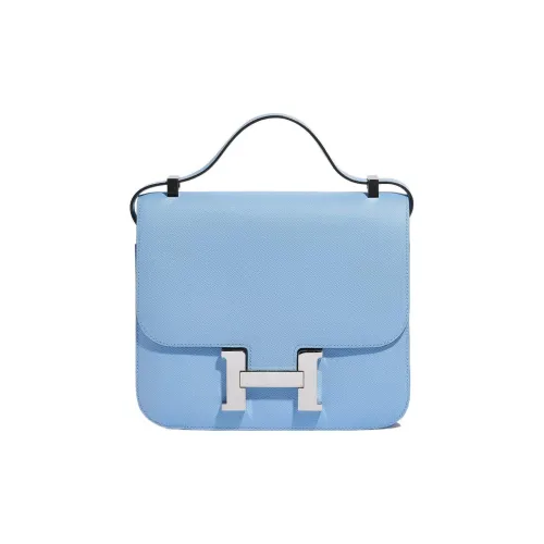 HERMES Constance Эпсомская кожа Сумка через плечо Мини Женская 7N Celeste Небесно-голубой