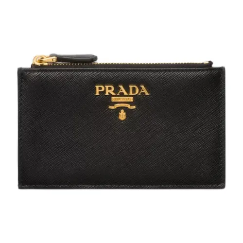 PRADA Saffiano Кожа Держатель для карт Женский Черный и Светло-розовый