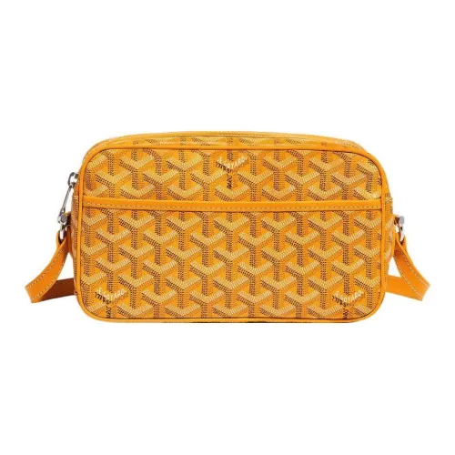 GOYARD Кепка Vert Телячья кожа с холстом Маленькая квадратная сумка через плечо Маленькая женская Желтая