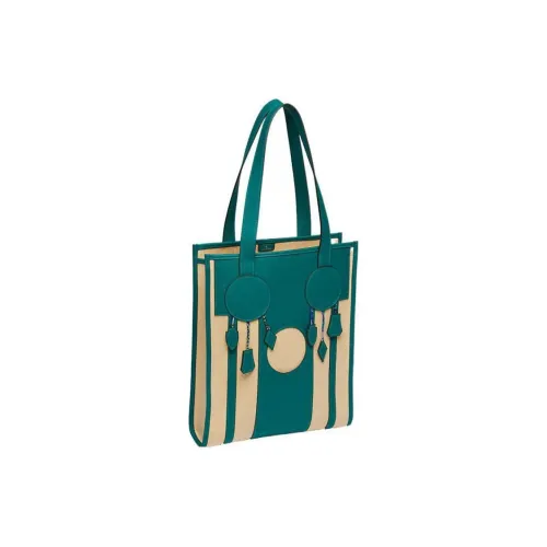 HERMES Холст Телячья кожа Тоут Сумка Сумка для покупок Сумка Женская Фиолетовая Зеленая Синяя