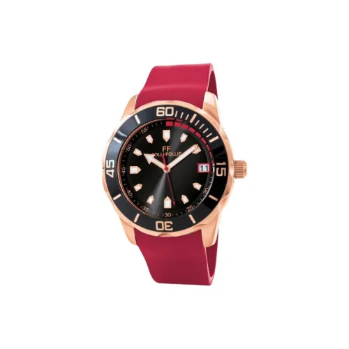 Folli Follie Женские часы Кварцевый механизм Силиконовый ремешок 42 мм Черный циферблат