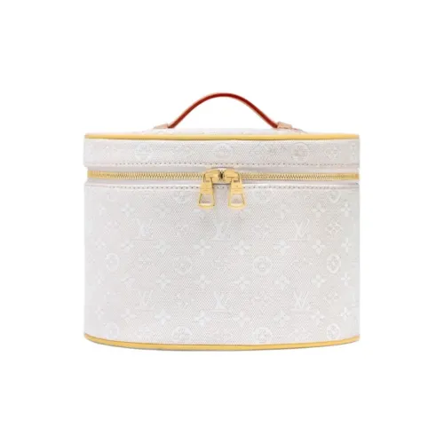 LOUIS VUITTON Жаккард Холст Портативный Хранение Косметичка Унисекс Светлый Умбра