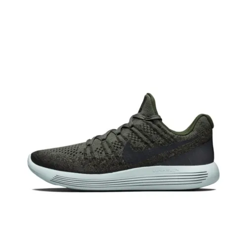 Nike LunarEpic Flyknit 2 Амортизация Износостойкий Низкий Топ Повседневные Беговые Кроссовки Мужские Серый Зеленый