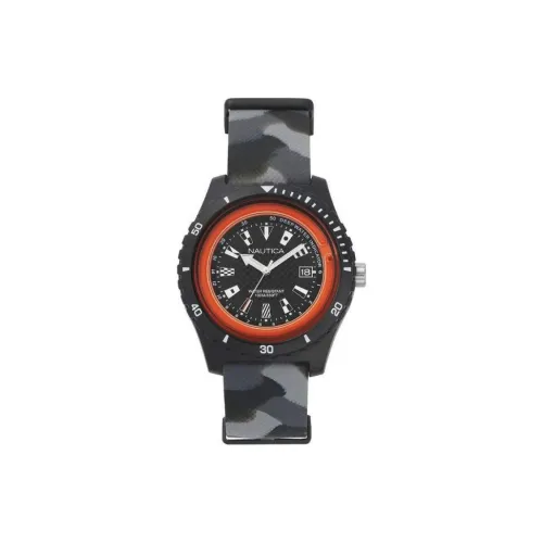NAUTICA Наручные часы Кварцевый механизм Силиконовый ремешок 46 мм Черный циферблат Мужские часы NAPSRF005