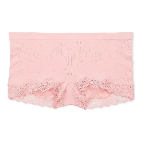 Victoria's Secret Розовый Бесшовный Кружевной Отделка Бойшорт Пантика PM Женское Нижнее Белье 1 Пачка Розовый