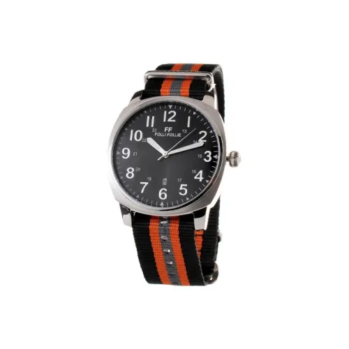 Folli Follie Watch Кварцевый механизм Нейлоновый ремешок 40 мм Черный циферблат Унисекс