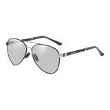 Черная серебряная оправа с поляризованными фотохромными линзами + коробка