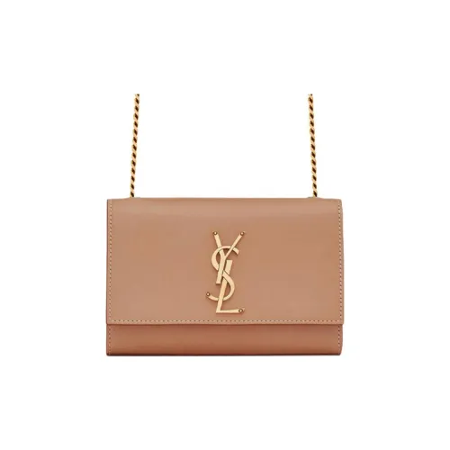 SAINT LAURENT Kate Кожа Сумка через плечо Маленькая Женская Коричневая Золотая