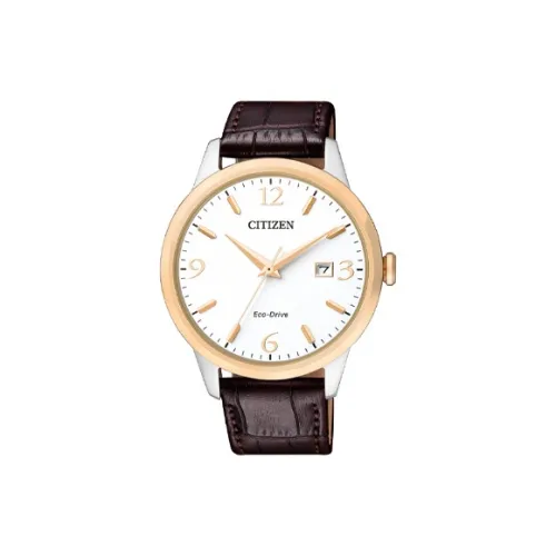 CITIZEN Светильник Кварцевый механизм Коровья кожа Ремешок Часы 40 мм Мужские часы Белый циферблат BM7304 16A