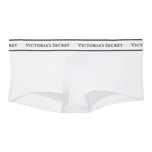 Victoria's Secret 24 Big Show Коллекция Логотип Хлопок Бойшорт Трусы Белый Сливочный Нижнее белье Женское Белое