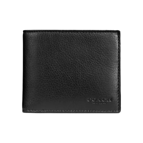 COACH 3 IN 1 Wallet Гладкий Телячья кожа Кошелек Мини Мужской Черный