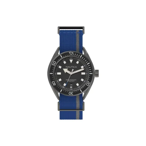 NAUTICA Наручные часы Кварцевый механизм Нейлоновый ремешок 45 мм Черный циферблат Мужские часы NAPPRF002