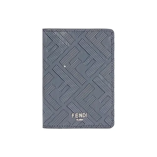 FENDI Кожа Кошелек Держатель для карт Мужской Светло-серый Синий