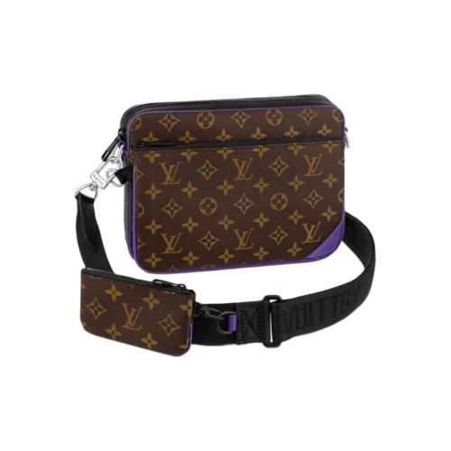 LOUIS VUITTON TrioMessenger Корова Кожа Messenger Сумка Сумка через плечо Стандартная Мужская Коричневая и Фиолетовая