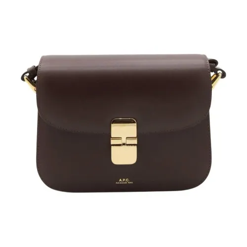 A.P.C Grace Коровья кожа Сумка через плечо Сумка на плечо Женская Шоколадно-коричневый