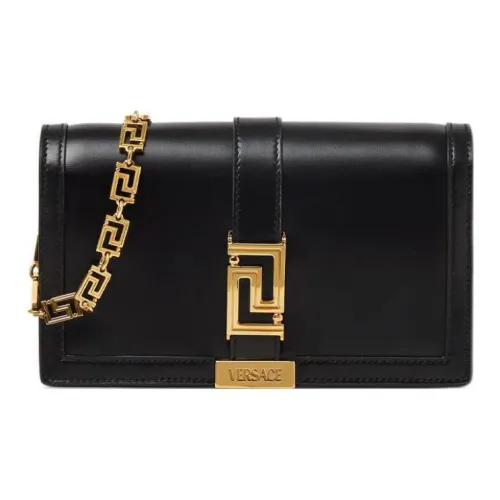 VERSACE Greca Goddess Овечья кожа Trim Одно плечо Клатч Женские Черный