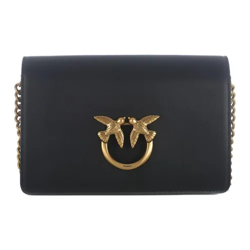 PINKO Click series Телячья кожа Сумка через плечо Сумка на плечо Женская Черная