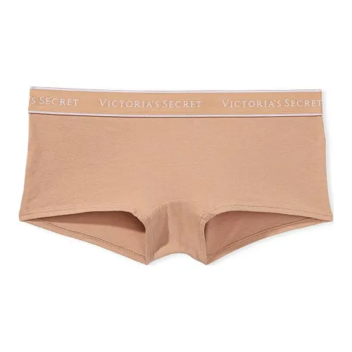 Victoria's Secret Логотип Хлопок Boyshort Panty Бежевый Трусы Женские 1 Пачка Светло-янтарный