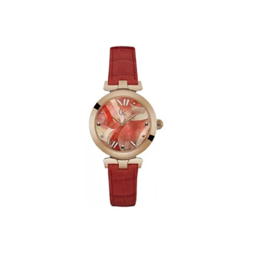 GUESS Наручные часы Кварцевый механизм Кожаный ремешок 34 мм Красный циферблат Женские часы Y20004L3