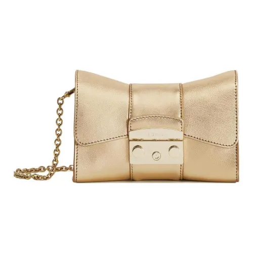 Furla Metropolis Collection Кожа Сумка через плечо Мини Женская Золотая