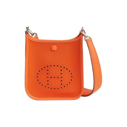 HERMES Evelyne Officier Canvas с Swift Телячья кожа Evelyn Сумка через плечо Женские Апельсин