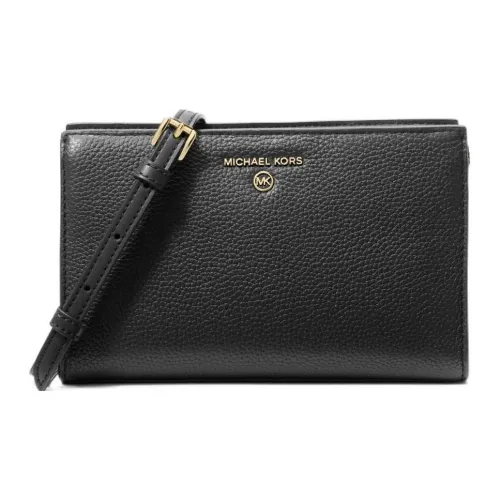 MICHAEL KORS Valerie Litchi Grain Leather Crossbody Bag Medium Women's Black